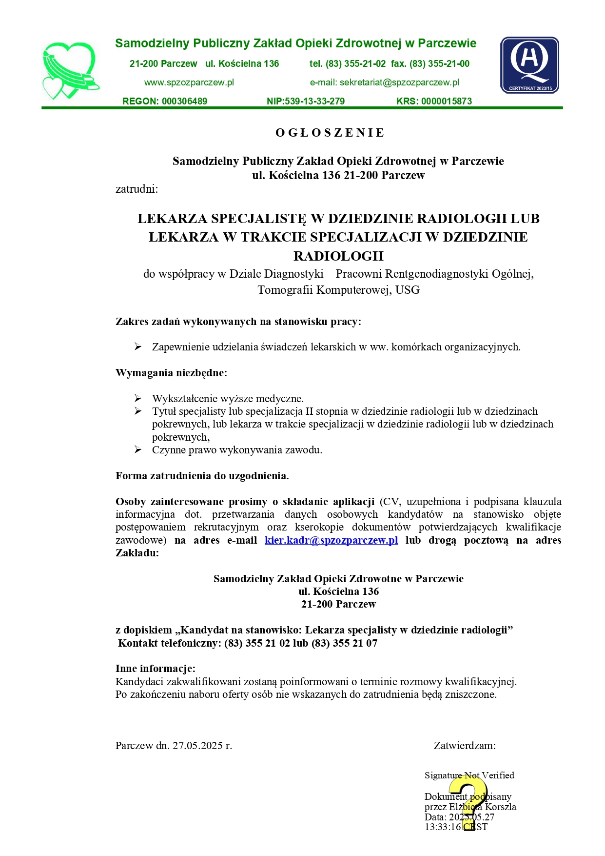 Ogloszenie specjalista radiolog page 0001