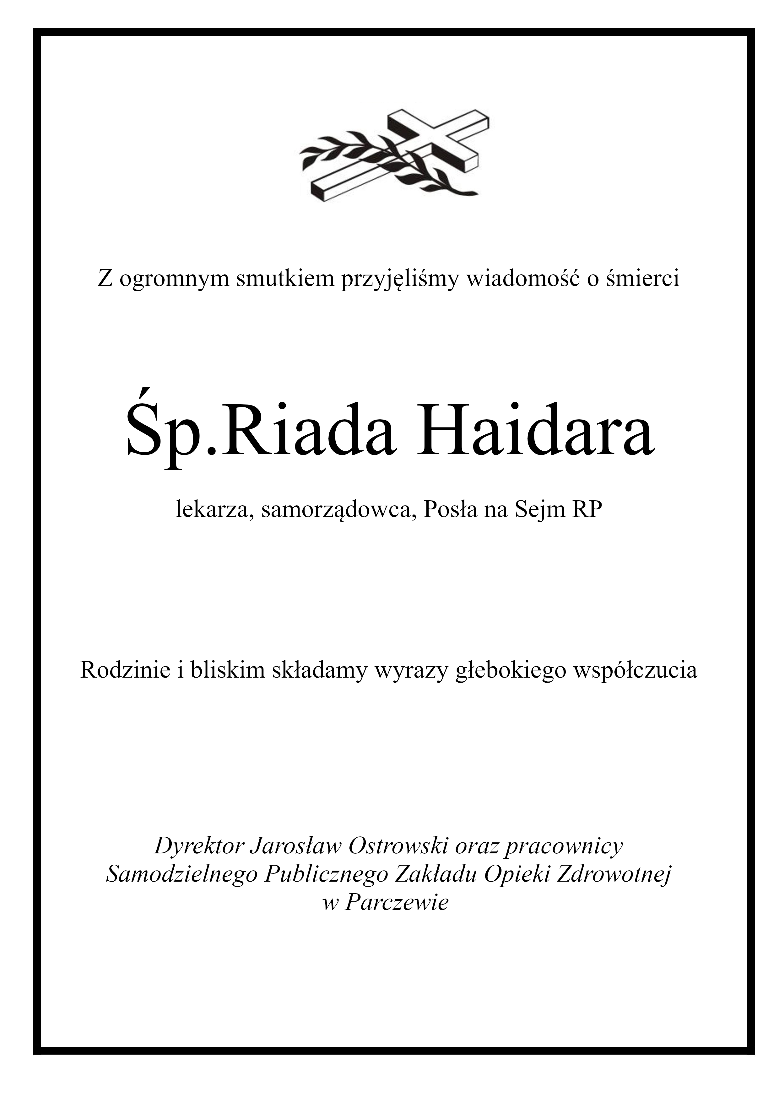 Kondolencje Raid Heidar